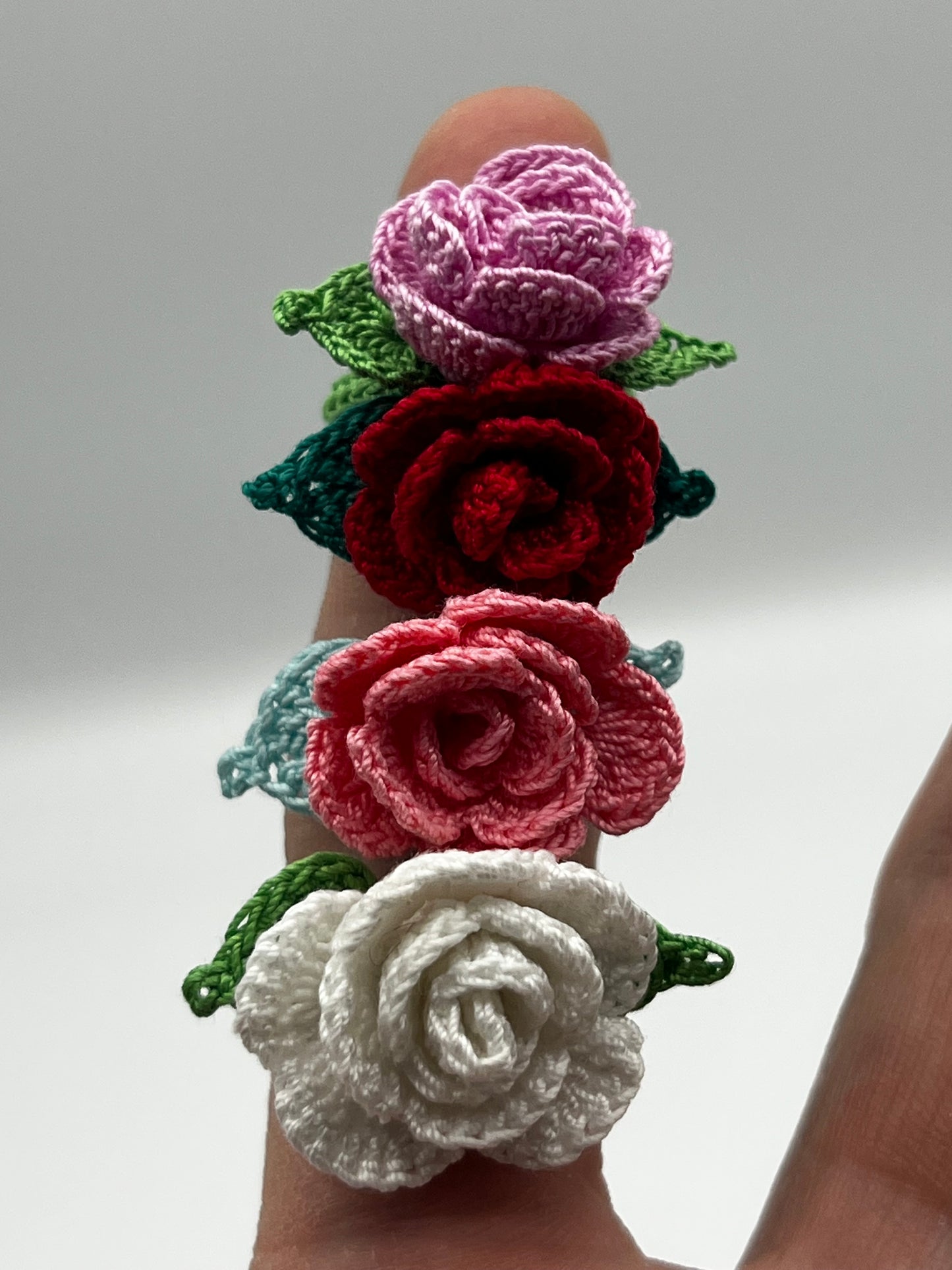 micro crochet rose ring