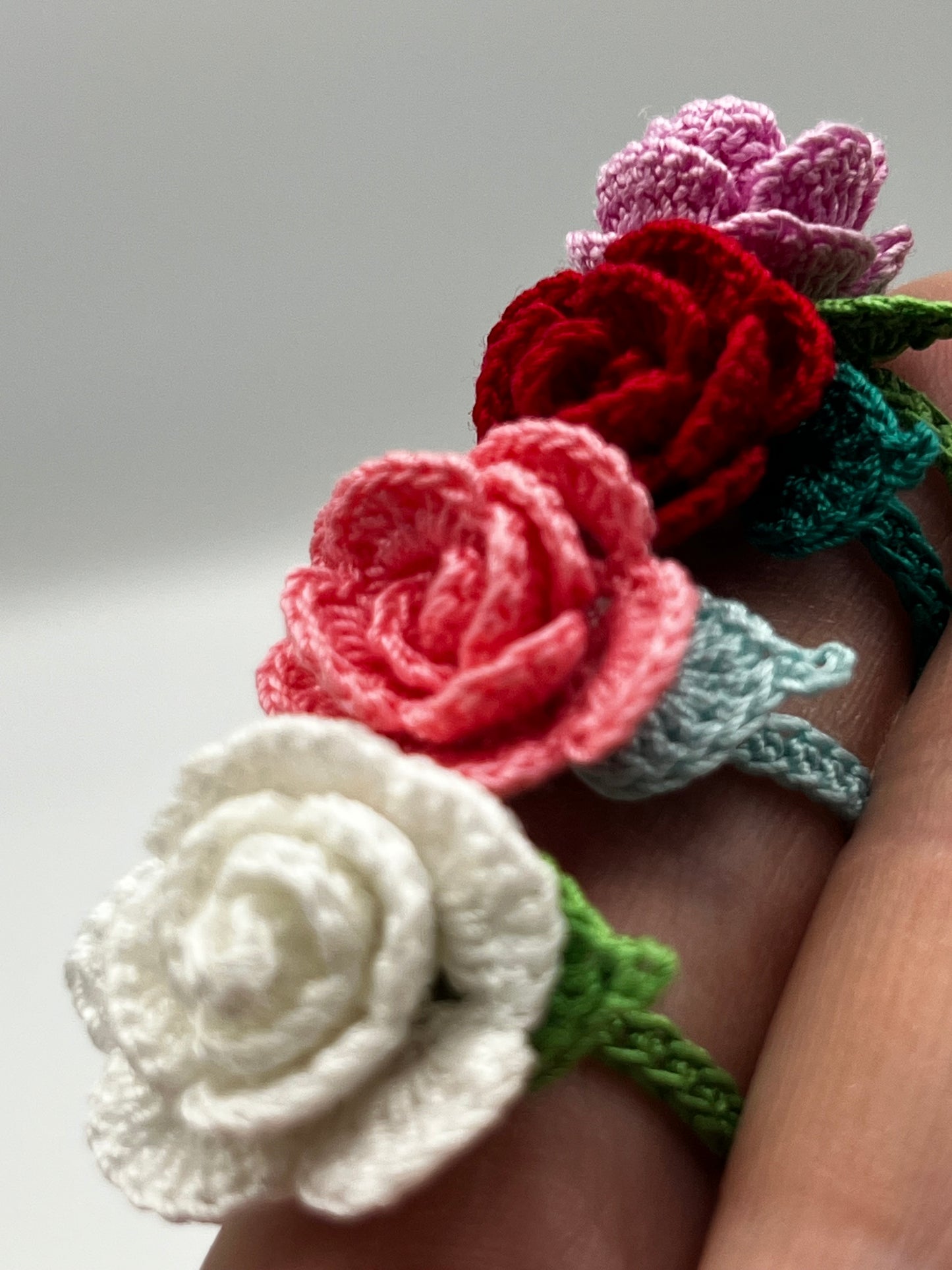 micro crochet rose ring