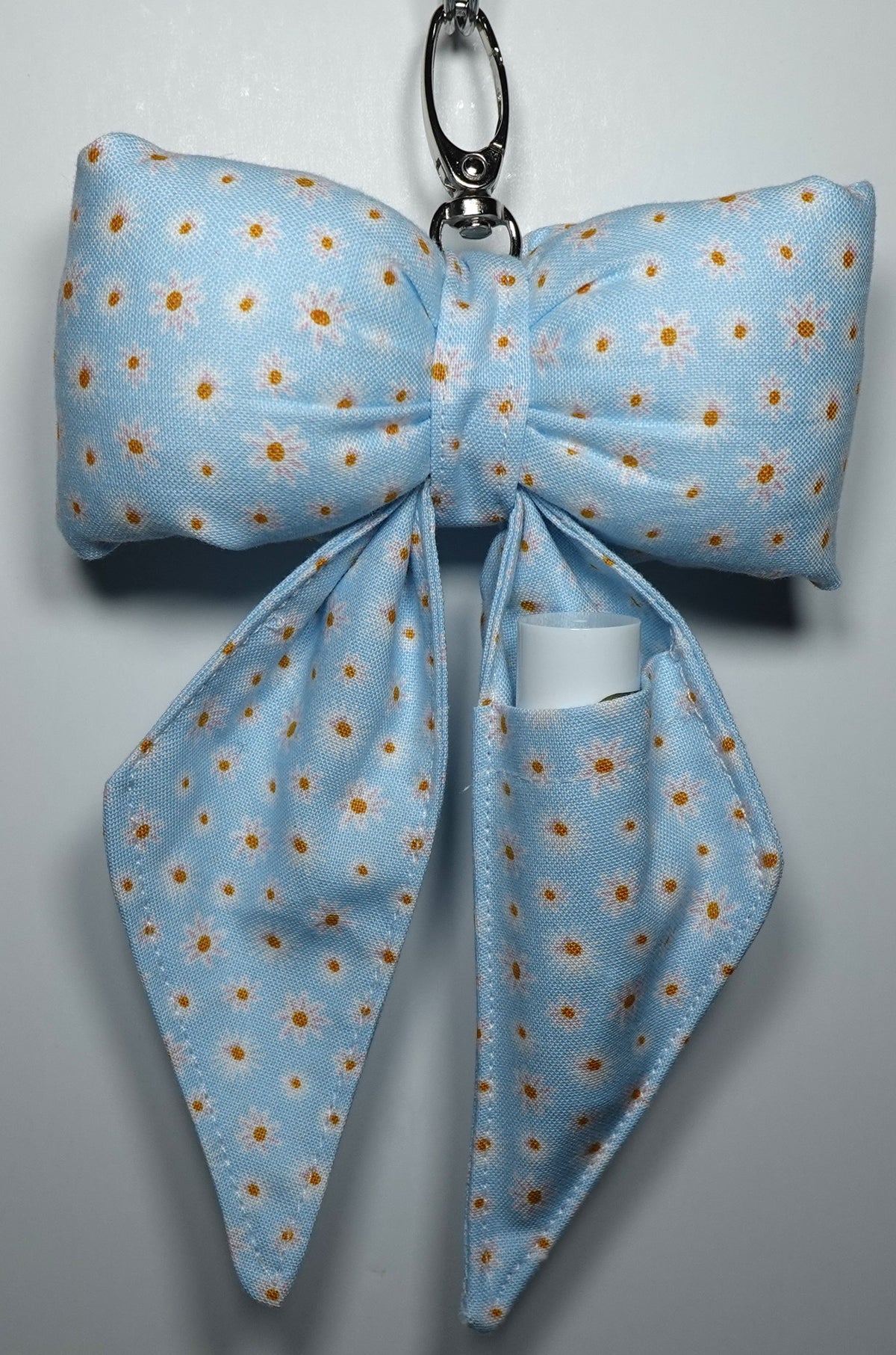 Puffy Bow fabric Bag Charm with Lip Balm Holder