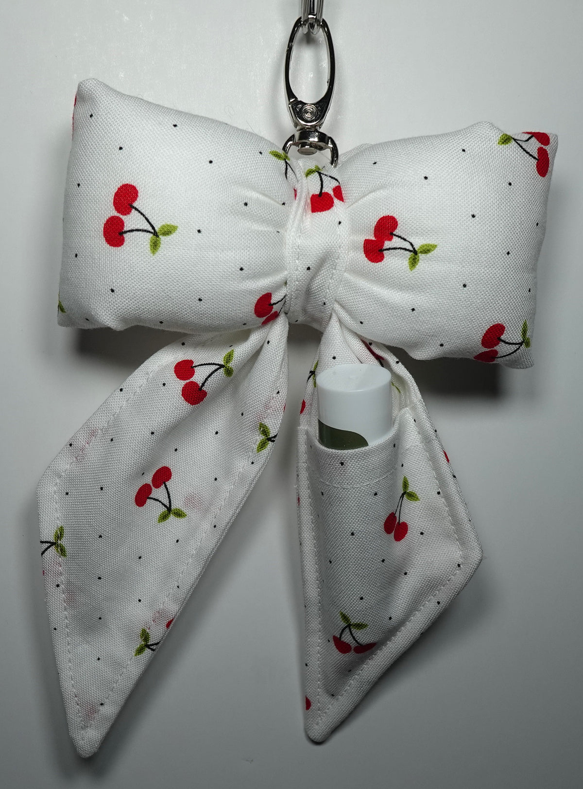 Puffy Bow fabric Bag Charm with Lip Balm Holder