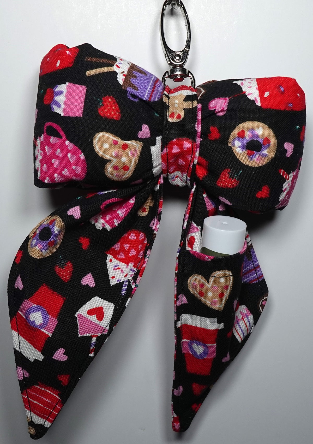 Puffy Bow fabric Bag Charm with Lip Balm Holder