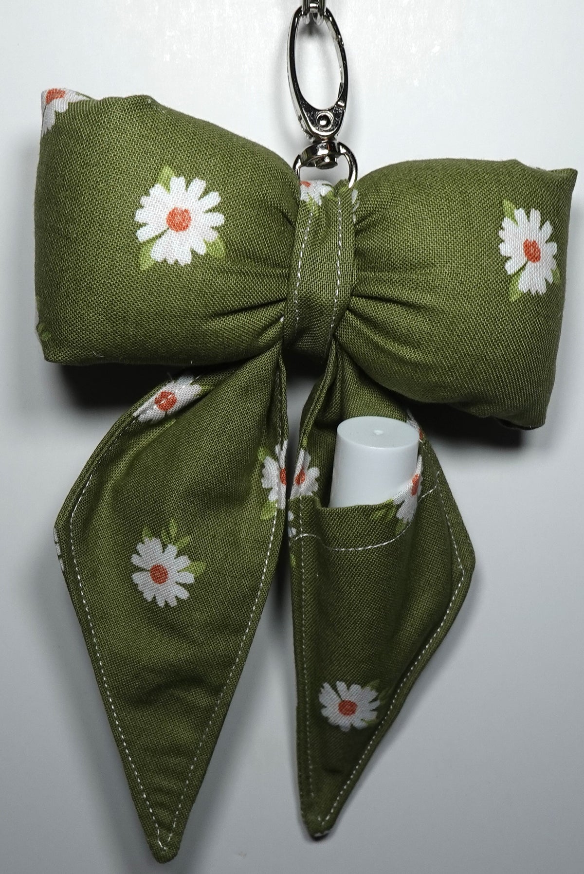 Puffy Bow fabric Bag Charm with Lip Balm Holder