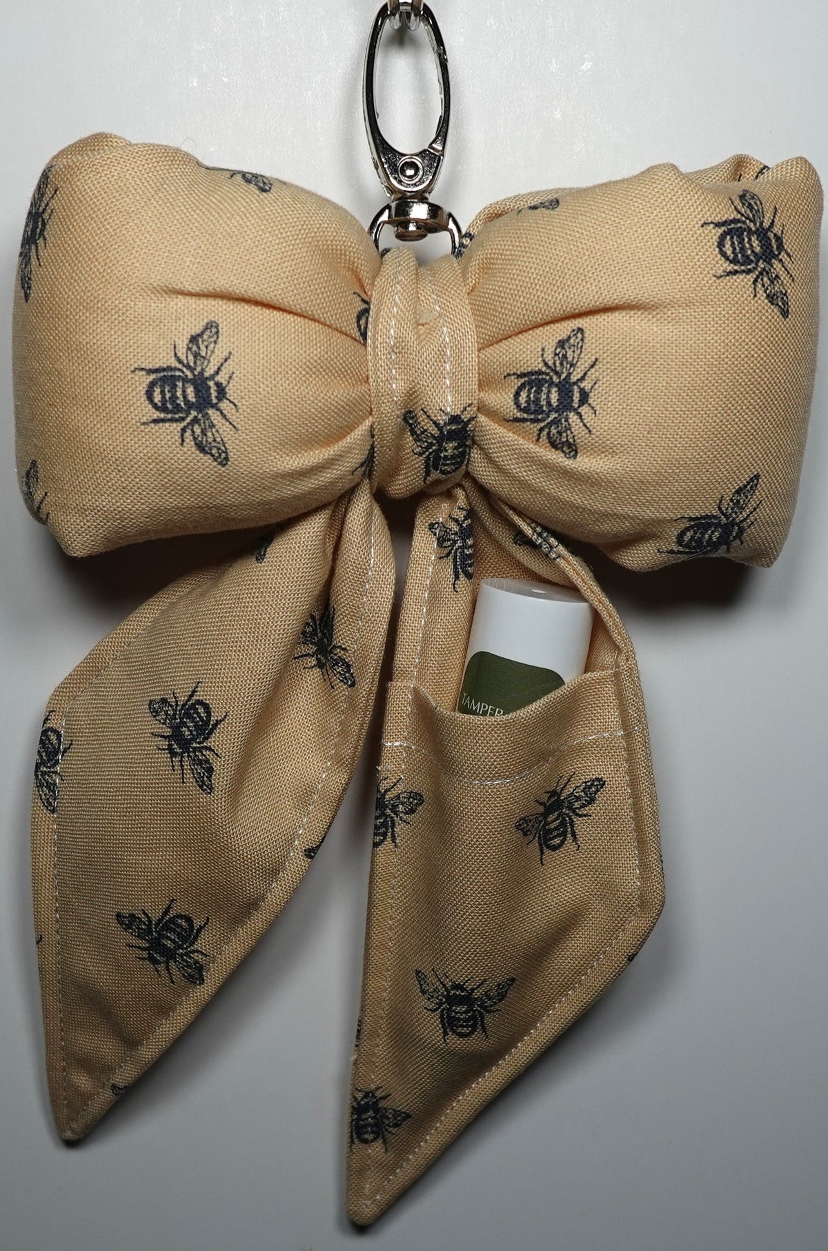 Puffy Bow fabric Bag Charm with Lip Balm Holder