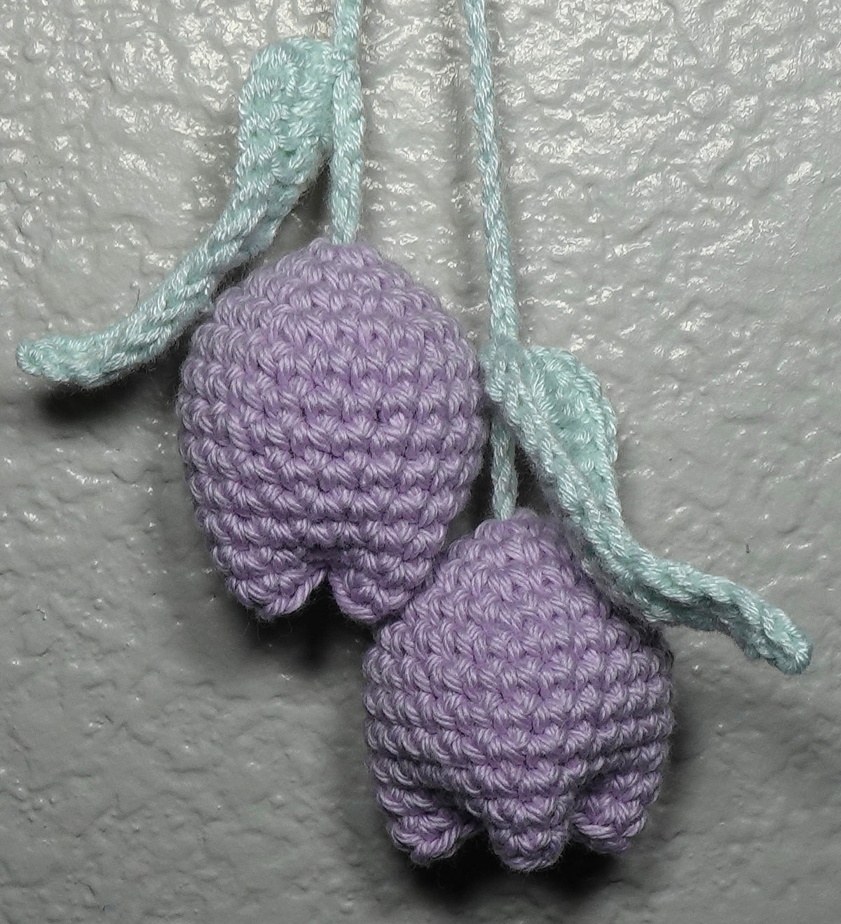 Handmade double crochet tulip bag charm