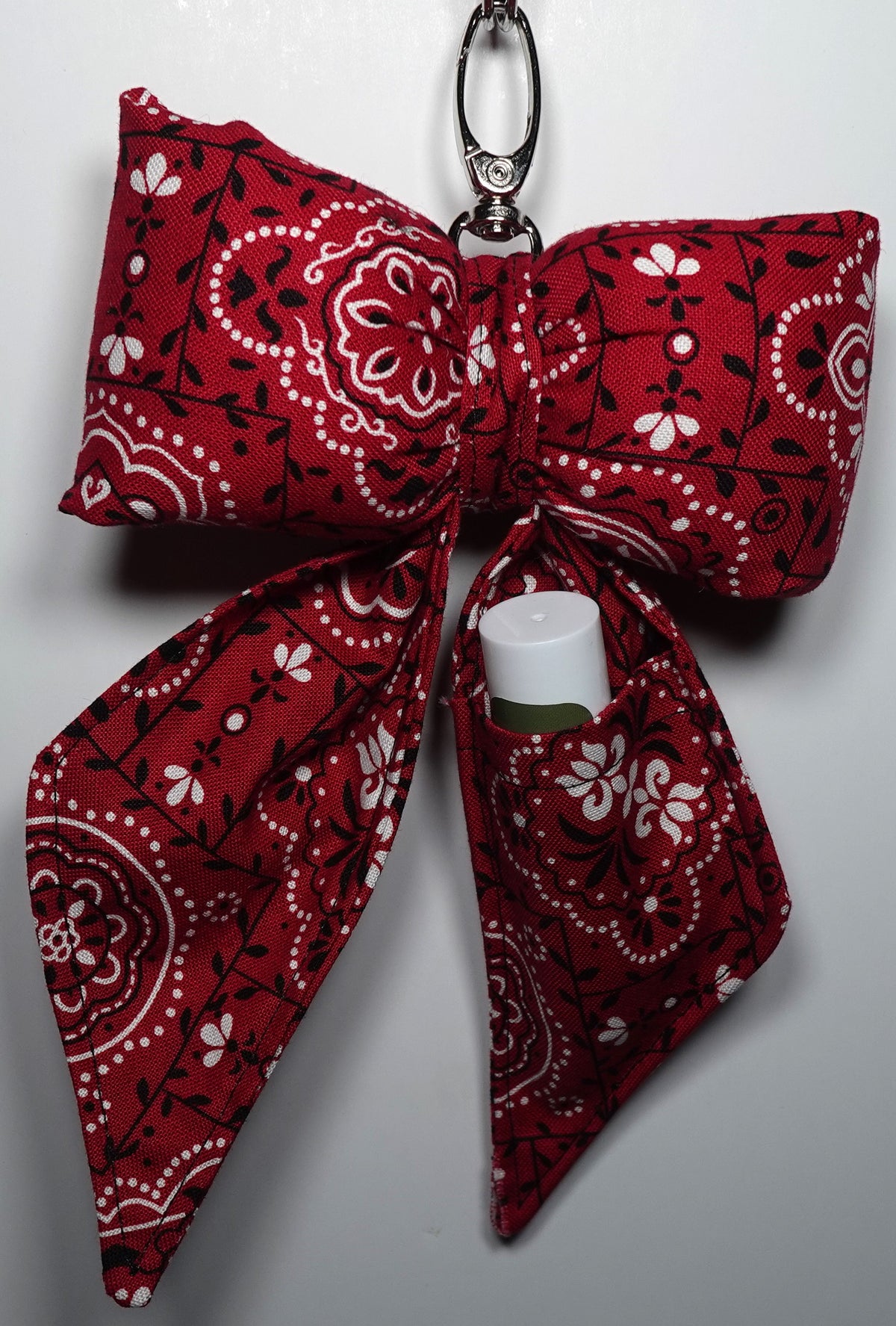 Puffy Bow fabric Bag Charm with Lip Balm Holder