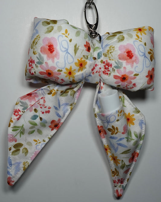 Puffy Bow fabric Bag Charm with Lip Balm Holder