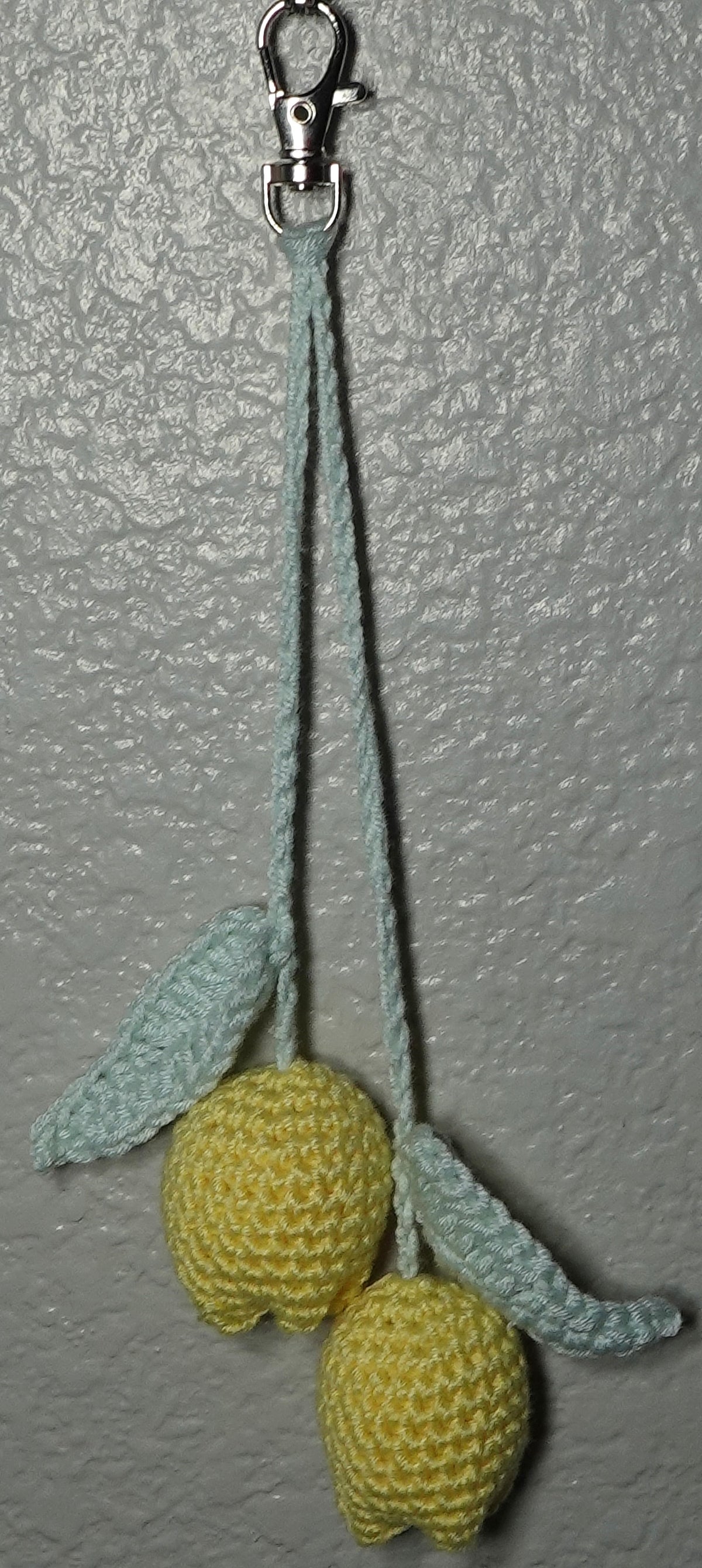 Handmade double crochet tulip bag charm