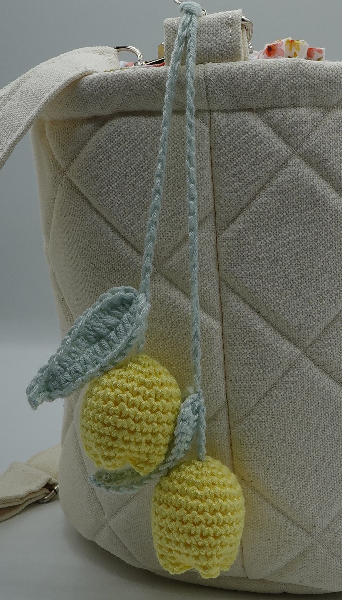 Handmade double crochet tulip bag charm